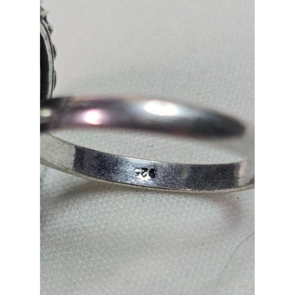 925 Sterling Silver Plt Pyrite Ring Size 9 Raised Oval Bezel Setting Jewelry - Picture 3 of 5